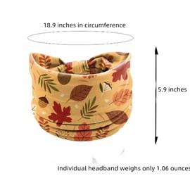 NERTNJIFOR Thanksgiving Maple Leaves Headbands for Women Wide Knotted Headband Autumn Festive Fall Headband Soft Elastic Cloth Hair Bands Fashion Personality Hair Wrap for Party(4 Pcs) (Maple, Wide)
