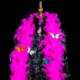 Berfutall-Elegant and Versatile Turkey Feather Boa 30 Grams and Marabou Feather Boa 50 Grams for Parties and Special Occasions Crafts, Weddings, and Holiday Decorations!- 2 Yards (B)