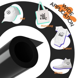 Xinart Black HTV Iron on Vinyl Roll 12"x15ft Heat Transfer Vinyl for Shirts, Easy to Cut & Weed for HTV Projects-X15002