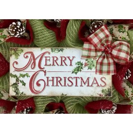 What a Mesh by Diana Merry Christmas Country Wreath With Real Pine Cones Handmade Deco Mesh