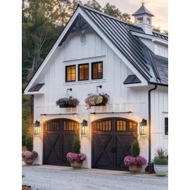 L LOHAS LED 16 Inch Large Size Dusk to Dawn Outdoor Light Fixture, Matte Black Waterproof Anti-Rust Porch Lights Ourdoor, Exterior Lighting Fixtures for Porch, Doorway, Garage, ETL Listed