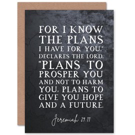Artery8 Jeremiah 29:11 I Know The Plans I have For You Plans to Give You Hope Christian Bible Verse Quote Scripture Typography Sealed Greeting Card Plus Envelope Blank inside