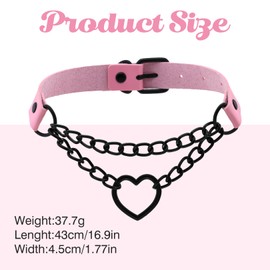 Women's choker, necklace, women's jewellery, leather choker chain, choker black, for gothic, punk rock, rave, rockabilly gyaru, heart black, chokehold, adjustable, darkness, women's neck ring, leather