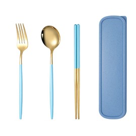 Cutlery Set, Stainless Steel, Chopsticks, Fork, Spoon, 3-piece Set, with Case, Combination Set, Outdoor, Portable Tableware Set, Hygiene, Students, Adults, Tableware Set, For Lunches, Work, School,