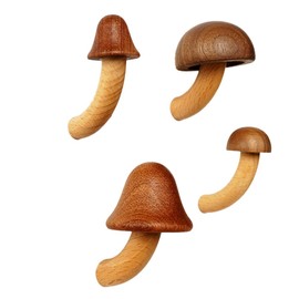 Nagoyuki 4Pcs Wooden Mushroom Refrigerator Magnet Home Kitchen Refrigerator Magnet 3D Solid Wood Magnet Crafts Ornament Wood Color