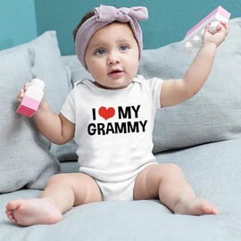 Brief Turbo I Love My Grammy Baby Girls Boys Bodysuit Newborn onesie Short Sleeve Infant Romper white 18months
