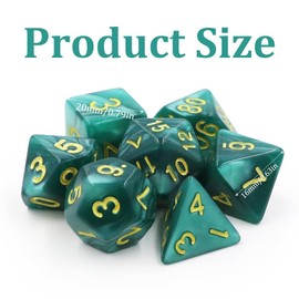 JRYXDS Dice Set, 7-Piece Polyhedral Dice for Dungeon and Dragons, Role Playing Games, with Dice Bag, in Nebula Design with (Dark Green)