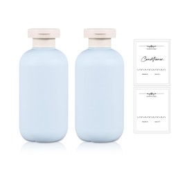 UMETASS Pack of 2 Travel Bottles for Filling, Leak-Proof Travel Time Set, Travel Size Shampoo Container with Flip-Top Lid, Empty Travel Bottles (Blue, 200 ml)