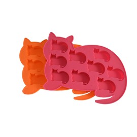 LYWOO Cat Shaped Silicone Ice Cube Molds and Tray, Pack of 2