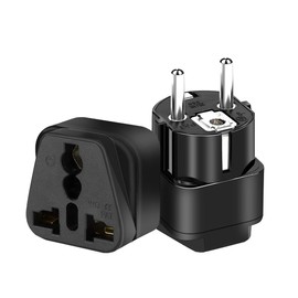 Strhowill (2pack) EU4.8MM to UK Socket Travel Adaptor,European 2 pin Standard Travel Adapter,German Plug to a Variety of National Socket Travel Conversion Plugs,German Plug to USA 2/3 Holes (Black)