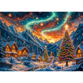 Christmas Starry Sky Diamond Painting Kits for Adults, DIY Christmas Tree Diamond Art Kits for Beginners, 5D Full Drill Diamond Dots Kits Winter Painting Craft for Home Decor 12 x 16 Inch