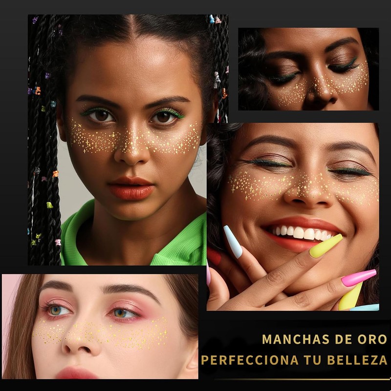 Cara Purpurina Pecas Tatuaje Cara 10PCS, Tatuajes Temporales de Pecas
