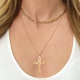 Tavuala Amazing Grace Cross Necklace for Women Religious Jewelry Necklace, Stainless Steel, not know