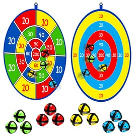 Jesitai Kids Double Sided Dart Board with 12 Sticky Ball Toys, Indoor Outdoor Games And Birthday Party, Suitable For 3 4 5 6 7 8 9 10 11 12 Year Old Boys And Girls（25.5in/65cm