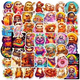 50 Lazy Stickers Vinyl Waterproof Aesthetical Scrapbooking Sticker Pack for Laptop, Boys, Girls, Adults (sloth)