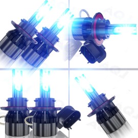 Shyfrult 2X H13 9008 LED Headlight Super Bright Bulbs Kit Ice Blue Hi-Lo Beam 8000K