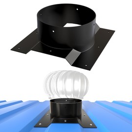 8 Inch Roof Whirlybird Turbine Vent Adapter, Shipping Container Corrugated Roof Vent Adapter, Designed for Conex Container, Fit 8" Round Chimney Cap, Solar Vent (Not Included), Black, 1 Pack