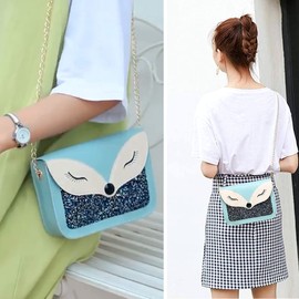A-QMZL Girls Handbags Mini Shoulder Bag Little Girls Crossbody Bag Purse Cute Fox Chain Messenger Bag for Girls Kids Toddler Teens (blue)