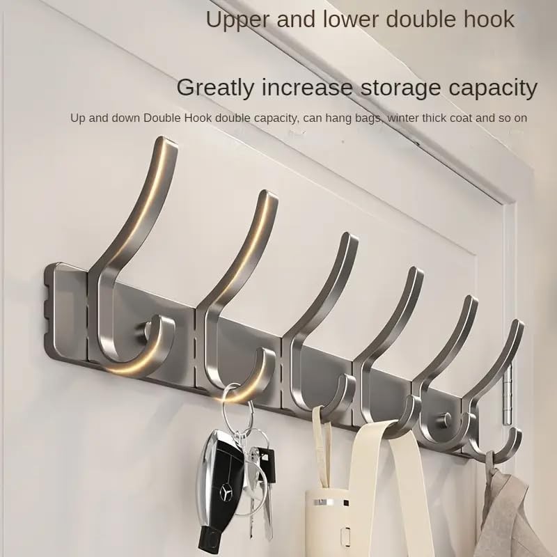 PELLUM 2-Pack Coat Rack Wall Mounted - 5 Double Hooks,