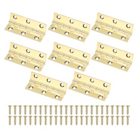 M METERXITY 8-Pack Small Door Hinges, 2.5in (63mm) Brass Interior Door Folding Butt Mini Hinges with Screw for Wooden Box/Jewelry Box/Cabinet