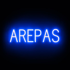 SpellBrite AREPAS Sign for Restaurants | Neon-Like Blue LED Restaurant Signage for Businesses | 24.4" x 6.3"