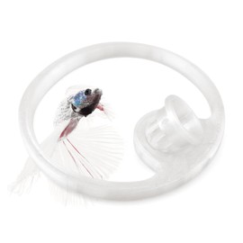 byMazy Betta Fish Feeding Ring | Floating Aquarium Portal with Worm Feeder Cone, Fish Tank Feeding Station (Clear White, SL)