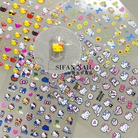 [Overseas] Kitty Nail Sticker New Cute Beach Kitty Cat Nail Sticker Emoji Kt Cat Cute Bay Free Size/ 994 (1 seal) 30ea