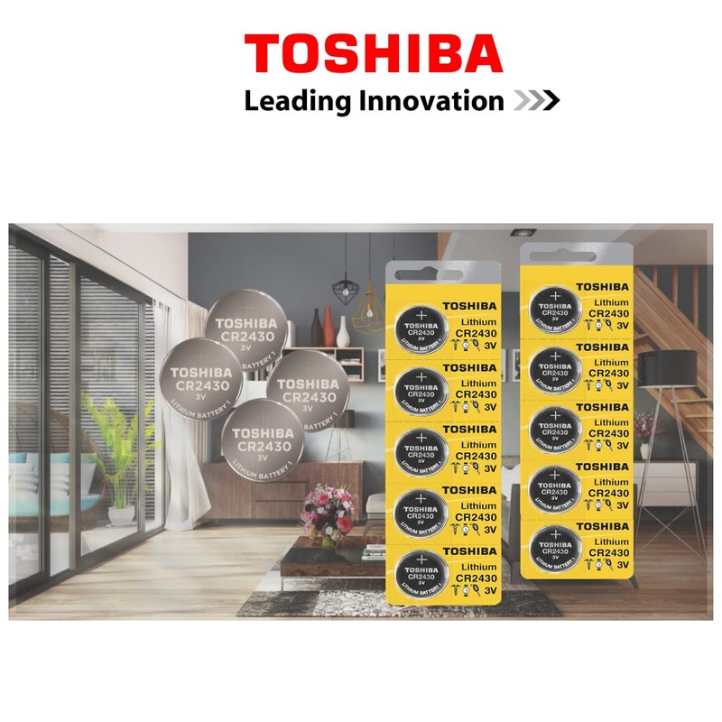 Toshiba CR2430 3 Volt Lithium Coin Battery (4 Batteries)