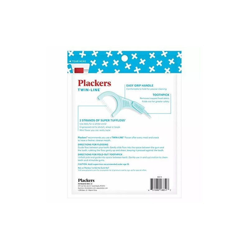 Plackers Twin-Line Dental Floss Picks, Designed with Two High Assorted