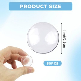 50Pcs 25mm/1inch Diameter Round Clear Glass Cabochons Transparent Flat Back Dome Tiles Imitation Gems for Photo Pendant DIY Craft Jewelry Making