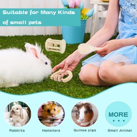 OAHIWLH 3 Pcs Rabbit Toys - Safe Wooden Bunny Toy - Bite-Resistant Guinea Pig Toys - Prefect for Hamsters Chinchillas Small Animals Playing Teeth Grinding Indoor Outdoor ﻿