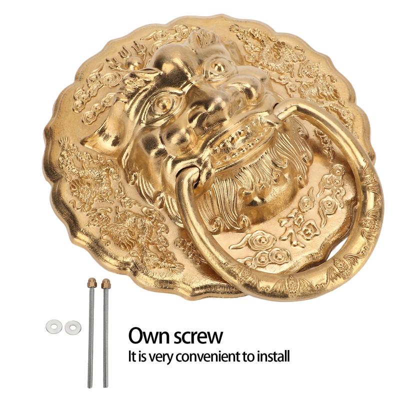 Door Knocker Chinese Animal Head Style Modelled Antique Brass Easy