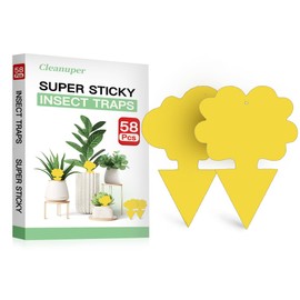 58 Pack Flying Insect Traps for Plants – Yellow Sticky Traps for Fungus Gnats, Flies & Flying Bugs, Indoor Outdoor Flying Bug Catcher for Pots, Garden & Kitchen, Non-Toxic, Odorless, Kid & Pet Safe