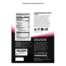 Terrasoul Superfoods Polvo Orgánico Ashwagandha 16 Oz