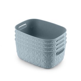 CURVER Softex 4x 4L Storage Baskets, 100 percent Recycled Material, Lightweight, For Bathroom, Living Room, Kitchen, Teal