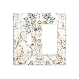 Xuejiaku Light Switch Cover Gothic Retro Damask Boho Vintage Floral Plant 2 Gang Toggle Rocker Combo Socket Cover Wall Plates Decorative Switch Plates and Outlet Covers for Bathroom Home Decor