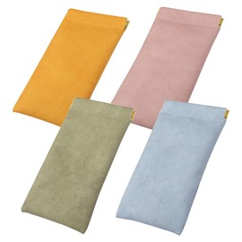 PMTFUMY 4 PCS Soft Glasses Cases for Women ， Slim Sunglasses Pouches, Leather Glasses Holders, and Soft Pouches for Eyewear Protection,Leather Glasses Case，Glasses Pouch for Women