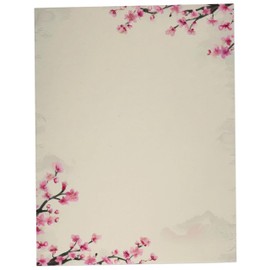 Cherry Blossom Paper - 60 Sheets Pretty Stationery Paper for Inkjet/Laser Printers