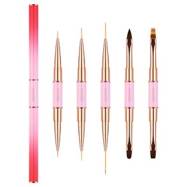 Nail Art Brushes, Pack of 5, Professional Nail Brush, Double End, Nail Art Brush Kit, Brush for Nail Design, Drawing Tools, Blue