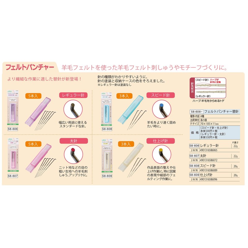 Clover felt puncher Kawahari regular needle 58-606