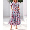 BTFBM Women Summer Floral Midi Dresses Casual Boho Puff Short