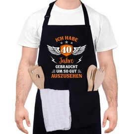 Livdouyu 40/50th Birthday Man, BBQ Apron for Men Funny Waterproof BBQ Apron Kitchen Apron Cooking Apron Men Gift Ideas Gifts Birthday Man, black