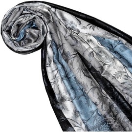 Lorenzo Cana 780521133 Men's Scarf Silver Grey Blue 100% Silk 70 cm x 190 cm Paisley Pattern Silk Scarf, Silver-grey-blue
