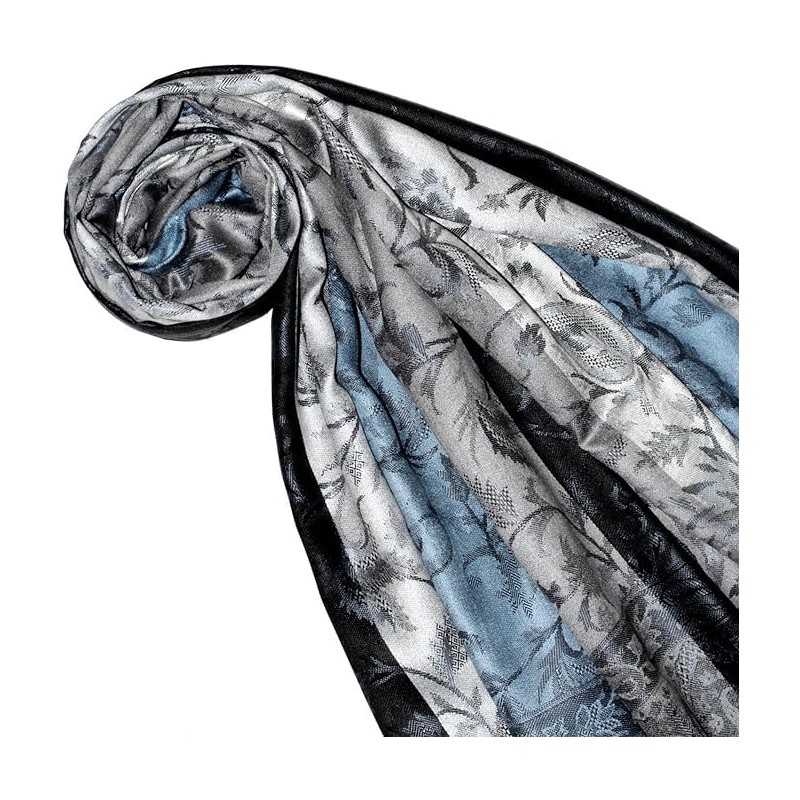 Lorenzo Cana 780521133 Men's Scarf Silver Grey Blue 100% Silk