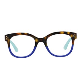 Peepers by PeeperSpecs Women's Walking on Sunshine Soft Square Blue Light Blocking Reading Glasses, Tortoise/Aqua, 50 + 0