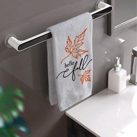 HIWX - Toallas de cocina de otoño, diseño de hoja de arce de Hello Fall - Toallas de cocina decorativas para cocina, baño, decoración decorativa de 16 x 24 pulgadas (color blanco)
