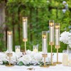 Glass Hurricane Candle Holders Set of 6,Brass Candlestick Holders,Taper Candlestick