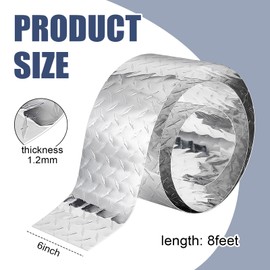 6'' x 8 Ft Aluminum Diamond Plate Sheet Metal 0.04'' Thick Heavy Duty Tread Sheet Plate Silver Embossed Diamond Checker Plates for Truck Beds Rv Steps Garage Walls Doors