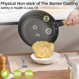 YUTANN 8" Pre-Seasoned Cast Iron Skillet, Lightweight Non-Stick Frying Pan with Detachable Wooden Handle, PFAS/PFOA Free, Dishwasher & Oven Safe (500°F)