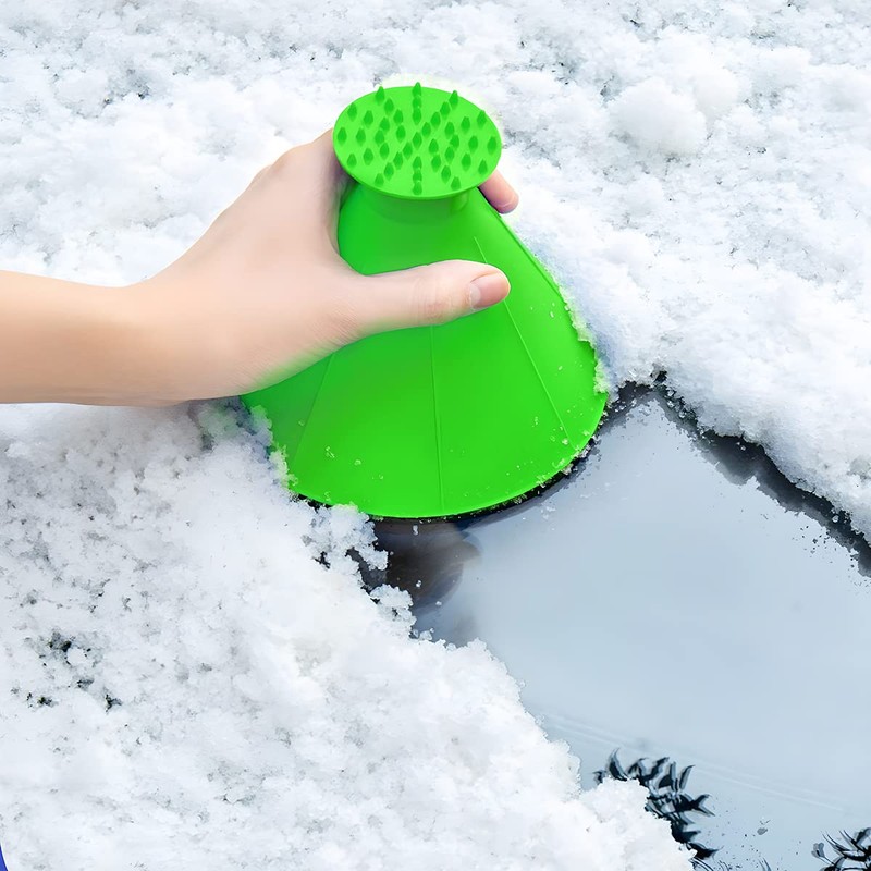 JNNJ 2 Pieces Round Ice Scraper, Windscreen Snow Remover, Car